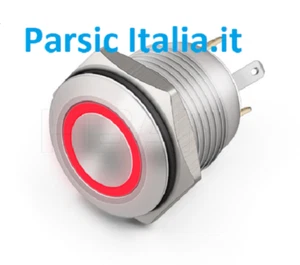 Lichttaster RING LED ROT 12V D=16mm Edelstahl IP65 Term. PINS (= 4 STÜCK ) - Bild 1 von 5