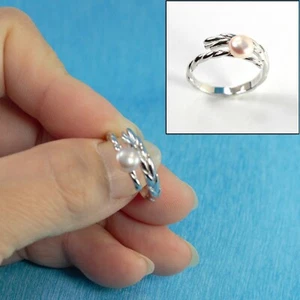 Adjustable Wheat-Style Pink Pearl Ring โ .925 Sterling Silver - Picture 1 of 13