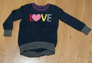 Girls Baby Gap Kids Heather Blue Love Sweater Size XS 4-5 EEUC - Picture 1 of 4