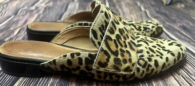Halogen Mules Women’s 6M Corbin Leopard Print Calf Hair Black Suede Slide Shoes - Image 1 of 4