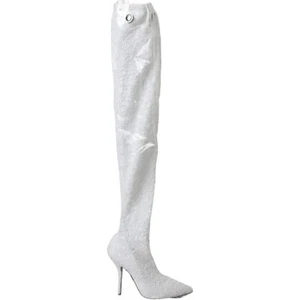 Dolce & Gabbana Zapatos Blanco Tacones Estilete Rodilla Botas Altas EU37/US6.5 - Imagen 1 de 9