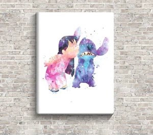 Lilo and Stitch Printed Wall Art Box Framed Canvas or Poster Print Nursery Kids - Picture 1 of 4