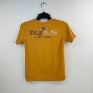 True Religion Shirt Kids Large Yellow Black Rhinestone Tee Luxury Designer - Picture 1 of 6