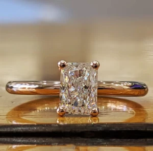 2.0 Ct Radiant Cut Moissanite Solitaire Engagement Ring In 14k White Gold Plated - Picture 1 of 9