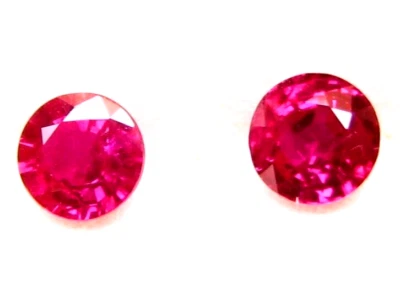 Natural Loose Round Pigeon Blood Ruby  2 Pcs 1.05 Cts  4.9x2.6 MM  4.9x2.7 MM - Image 1 of 4