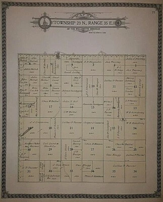 Mapa Plat 1911 ~ Twp., 23N-35E - Lincoln Co., Washington ~ Cal. LAND & STOCK Co. Foto 1 de 2