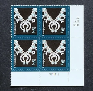 2007 Plate Block 3753 MNH US Navajo Turquoise Necklace! Microprint! BV $2.30 - Picture 1 of 3
