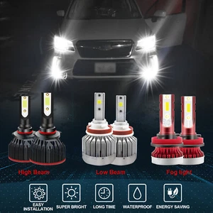 For Subaru Forester 2014-2019 6000K LED Headlights High Low Fog Light Bulbs Kit - Picture 1 of 12