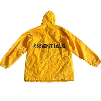 Fear of God FOG Essentials Yellow Orange Rain Coat Windbreaker Jacket Medium - Image 1 of 4