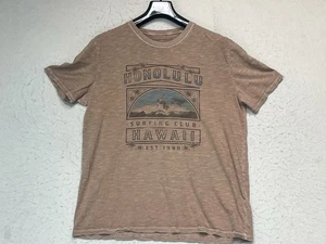 Lucky Brand Men's Large Brown Graphic T-shirt Honolulu Hawaii Surf Distressed - Picture 1 of 15