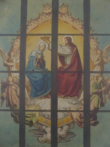 Karl Baumeister (1840-1932) acuarela técnica mixta Cristo corona Virgen María - Imagen 1 de 24
