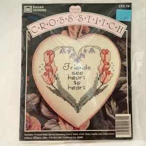 Vintage 1994 Banar Designs Friends See Heart to Heart kleines Kreuzstich-Set - Bild 1 von 4