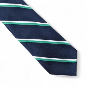 Club Room Men's Irving Repp Stripe Tie Necktie Classic 3.25" Navy Blue Green - Picture 1 of 4