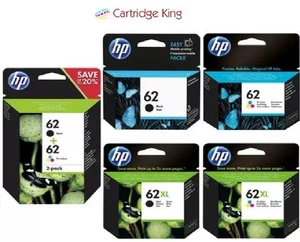 HP Genuine 62 inks - Black & Colour Ink Cartridges for Envy 5540 Printer - Picture 1 of 7