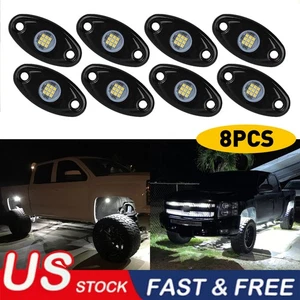 White LED Rock Light For Jeep Off-Road Truck UTV ATV 8Pods Underbody Wheel Light - Picture 1 of 13