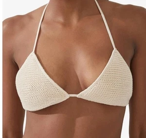 COTTON ON Body Crochet swim bikini top slider triangle bra neutral medium - Picture 1 of 2