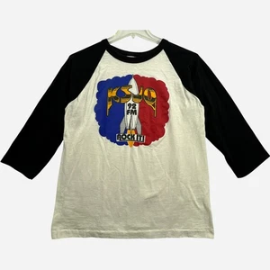Vintage KSJO 92 FM Rock Radio Station T Shirt Mens XL White Single Stitch Raglan - Picture 1 of 9