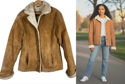 Adler Suede Leather Jacket Womens Shearling Rancher Country Western Vintage Sz M - Image 1 of 4