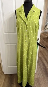 Sheri Martin New York Kleid Damen 18 limettengrün gepunktet gekreuzter Rücken Y2K - Bild 1 von 7