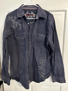 Wrangler Rock 47 Pearl Snap Western Hemd Herren Large bestickt Stärke Ehre - Bild 1 von 8