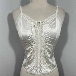 Bestform Cami Camisole Womens 32 White Lace Trim Layers Festival 90s Y2K - Picture 1 of 6