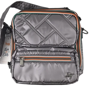NWT Lug Wrangler Crossbody Bag Metallic Pearl Grey Silver RFID Built In Wallet - Picture 1 of 15