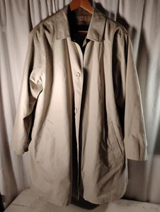 Vintage Towne London Fog Trench Coat Duster 90s Men’s Safari Jacket XL Reg - Picture 1 of 7