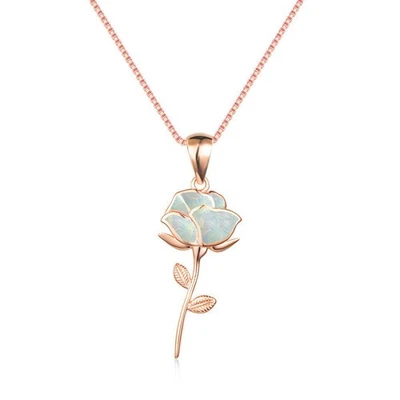 Collana Choker Con Ciondolo A Foglia Di Rosa In Argento 925 Placcato Regalo - Immagine 1 di 4