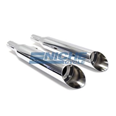 Harley 2004-On Sportster Slip On Slash Cut Motorcycle Mufflers Slash Cut - Image 1 of 4