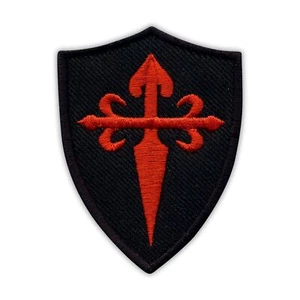 Cruz Roja De Santiago En El Escudo Negro Parche/Insignia Bordado - Bild 1 von 1