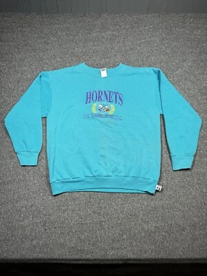 Vintage Charlotte Hornets Sweater Mens Size L Blue Logo 7 Crew Neck Long Sleeve - Image 1 of 4