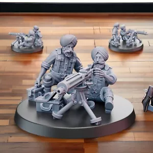 28 mm seconda guerra mondiale Indian Sikh HMG Team Wargames & Collectors - Foto 1 di 2