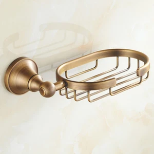 Bathroom Antique Brass Wall Mounted Shower Soap Shelf Storage Wire Basket  GD916 - Picture 1 of 7