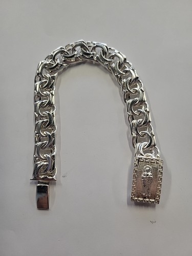 Bracciale Argento Sterling 925 Maglia Chino Versace e San Jude Bracciale 9' 82 77g