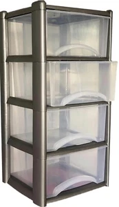 Large Plastic 4 Drawer Storage Drawer Tower for Schools, Offices Home Room Toy - Picture 1 of 6
