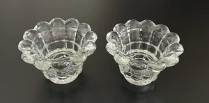 Set Of 2 Vintage KIG INDONESIA Crystal Candle Holders Flower Petals Excellent - Picture 1 of 4