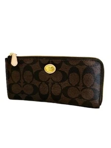 Coach Women's Leather Classic Clutch Brown Handbag Purse - Picture 1 of 9
