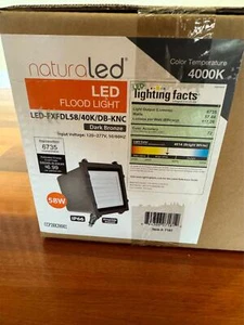 58W naturaled LED FLOOD LIGHT LED-FXFDL58/40K/DB-KNC 4000K Dark Bronze - Picture 1 of 11