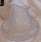 Fenton Water Lily Frosted Crystal Pitcher and Bowl