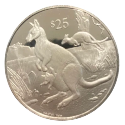 1993 British Virgin Islands 25 Silver Proof Coin Endangered Wildlife - WALLABY - Image 1 of 3