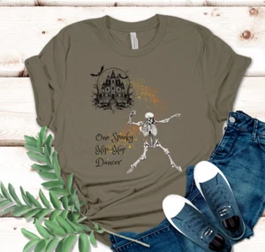 Unisex Dancing Skeletons Halloween T-Shirt Size S-3XL Spooky Mansion Shirt - Picture 1 of 5