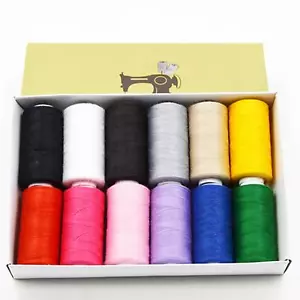 12Pcs Sewing Threads Kit 12 Colors Polyester Assorted Colorful for Quilting - Picture 1 of 10