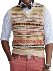 $298 Polo Ralph Lauren XXL Fair Isle Sweater Vest Cashmere RRL Tweed Gent VtG XL - Picture 1 of 10