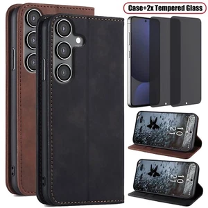 For Samsung Galaxy S24 FE Case Shockproof Leather Cover Privacy Screen Protector - Picture 1 of 24