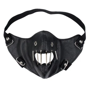 Black Half-face Adult Unisex Biker Gothic Punk Masquerade - Picture 1 of 6