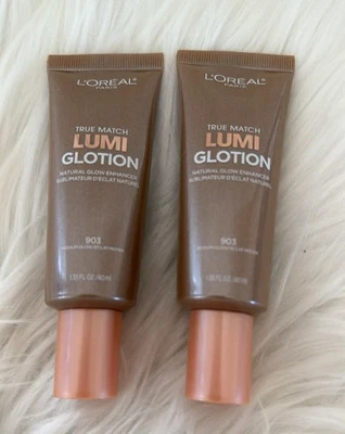 2x L'Oreal Paris Makeup True Match Lumi Glotion 903 Medium 1.35 oz Each 90% Full - Image 1 of 3