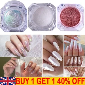 AURORA NAIL POWDER Mirror Effect CHROME Art Nail Dust Mermaid Rainbow Rose Gold - Picture 1 of 14