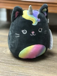 Squishmallows Caylee Unicorn Kitty Cat Plush Toy Caticorn Rainbow Black Kellytoy - Picture 1 of 5