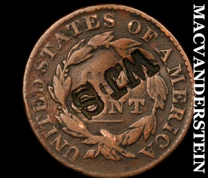 1831 Krönchenkopf großer Cent - Gegenstempel "WJS" - selten ohne Reserve #D87 - Bild 1 von 2