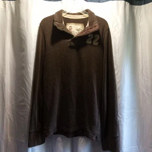 Hollister Button Pullover Polo Herren Größe M 100% Baumwolle Braun - Bild 1 von 6